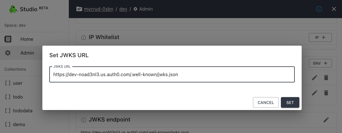 set JWKS endpoint using web