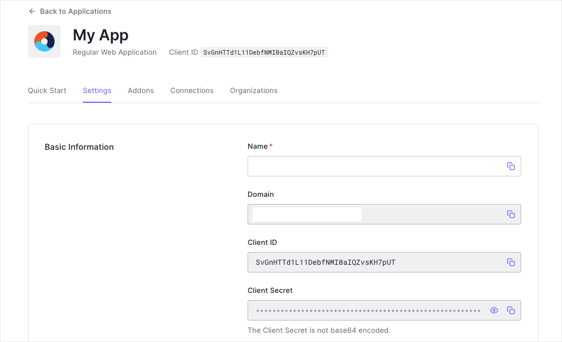 auth0 client settings